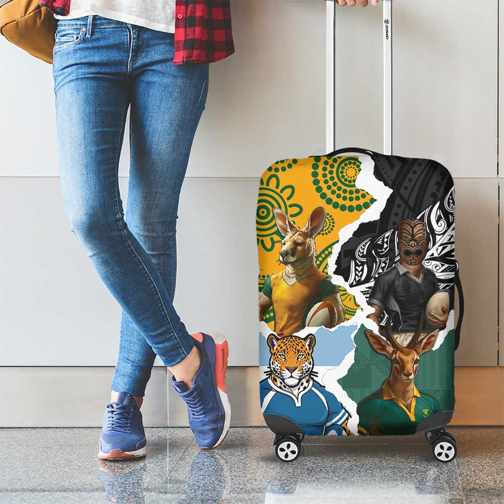 Rugby 2025 Championship Luggage Cover Southern Hemisphere Countries Mascots - Polynesian Pride