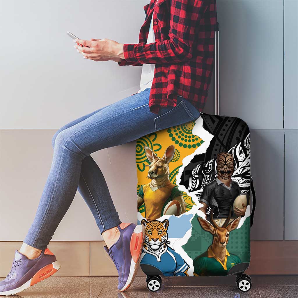Rugby 2025 Championship Luggage Cover Southern Hemisphere Countries Mascots - Polynesian Pride