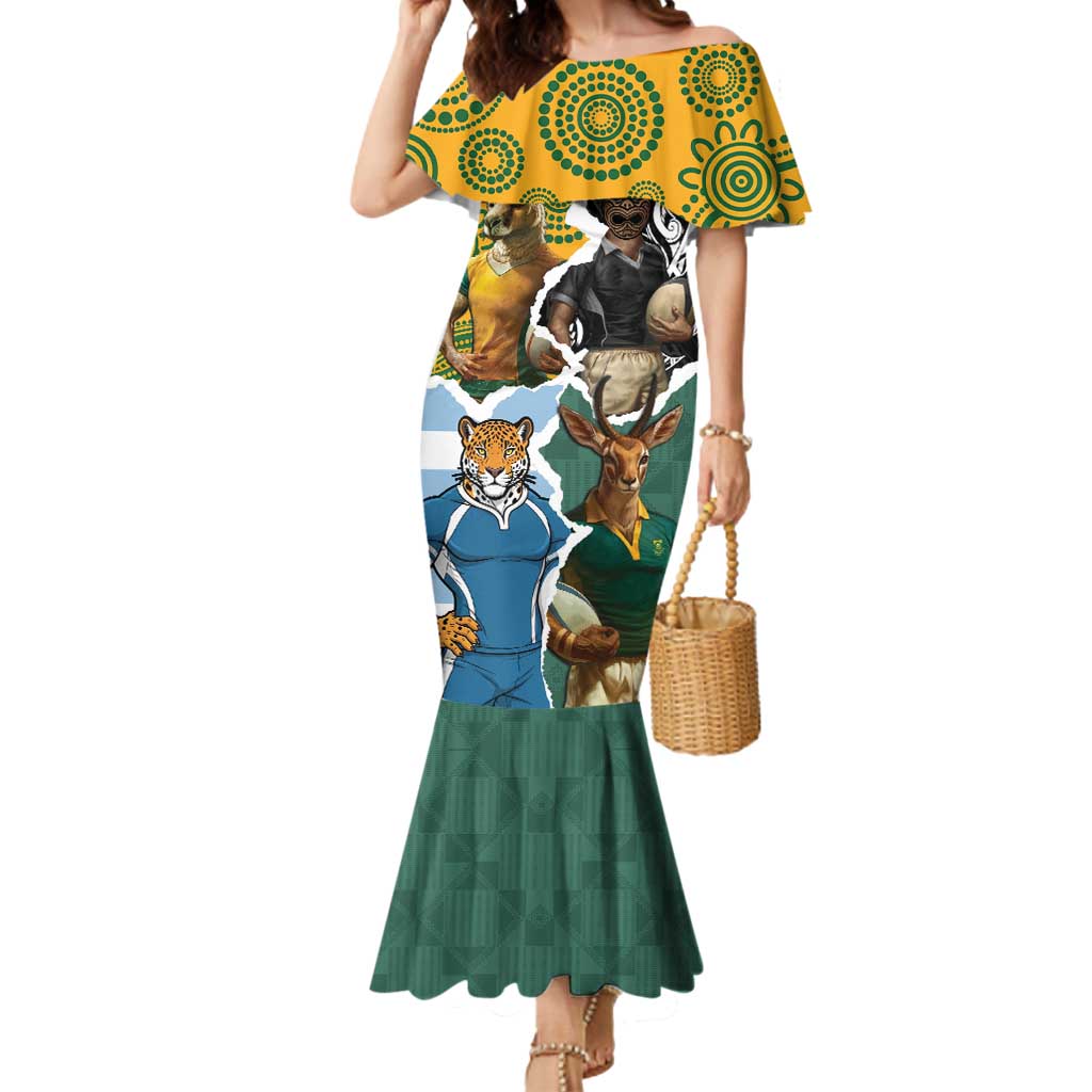 Personalised Rugby 2025 Championship Mermaid Dress Southern Hemisphere Countries Mascots - Polynesian Pride