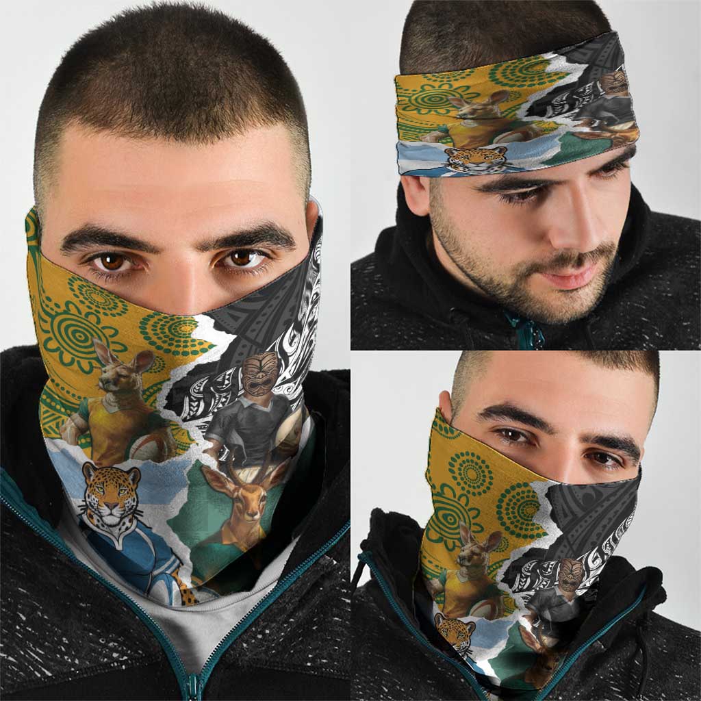 Rugby 2025 Championship Neck Gaiter Southern Hemisphere Countries Mascots LT14 - Polynesian Pride