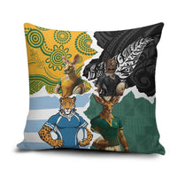 Rugby 2025 Championship Pillow Cover Southern Hemisphere Countries Mascots LT14 Black - Polynesian Pride