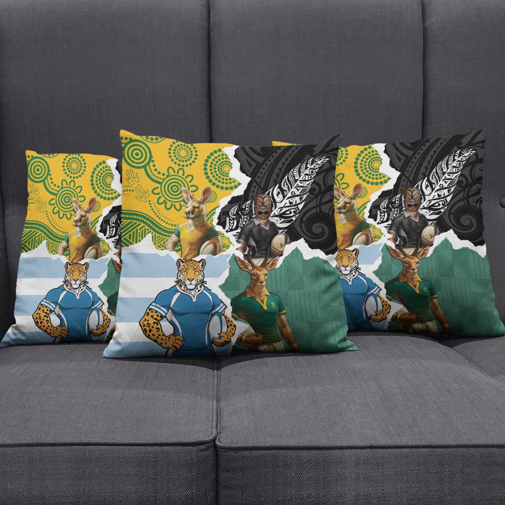 Rugby 2025 Championship Pillow Cover Southern Hemisphere Countries Mascots LT14 - Polynesian Pride