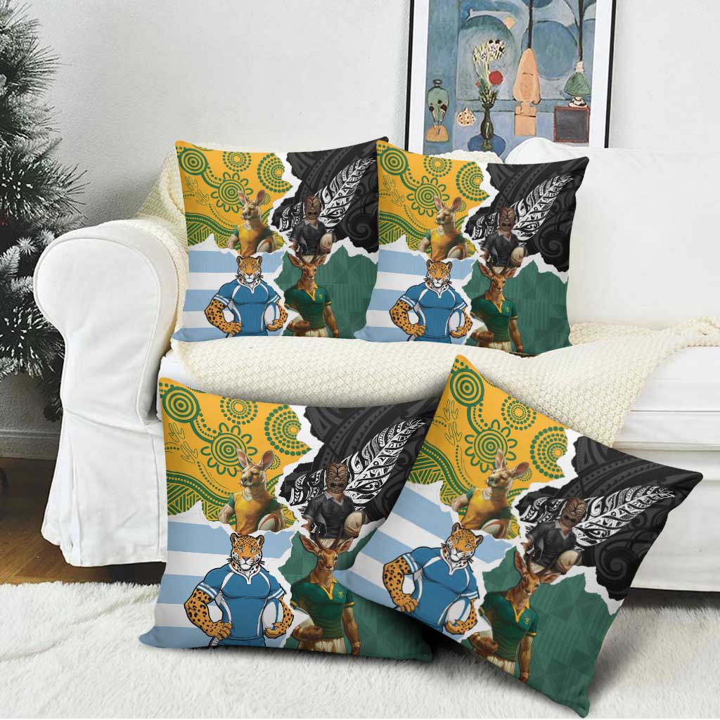 Rugby 2025 Championship Pillow Cover Southern Hemisphere Countries Mascots LT14 - Polynesian Pride