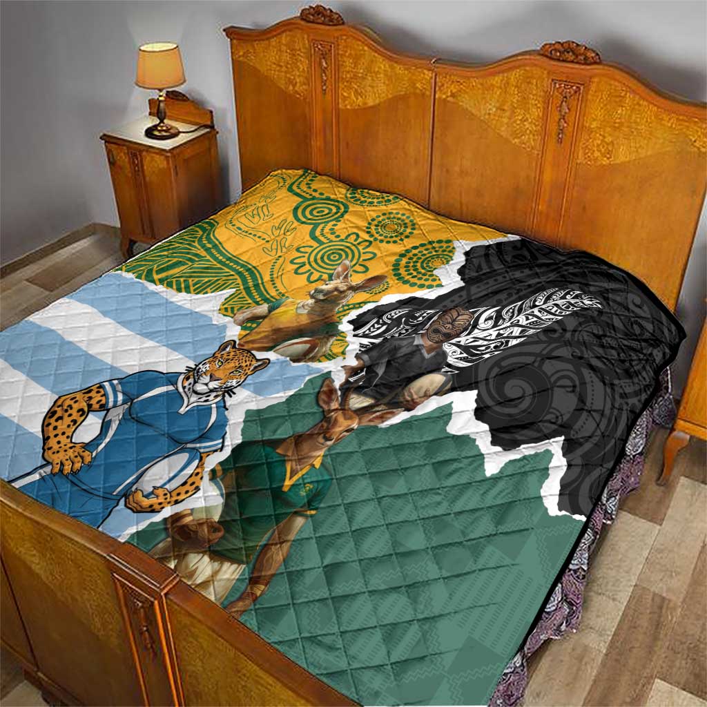 Rugby 2025 Championship Quilt Southern Hemisphere Countries Mascots - Polynesian Pride