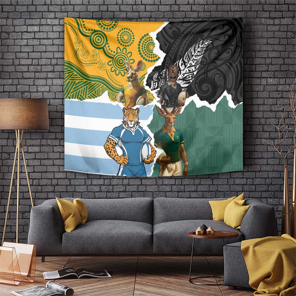 Rugby 2025 Championship Tapestry Southern Hemisphere Countries Mascots - Polynesian Pride