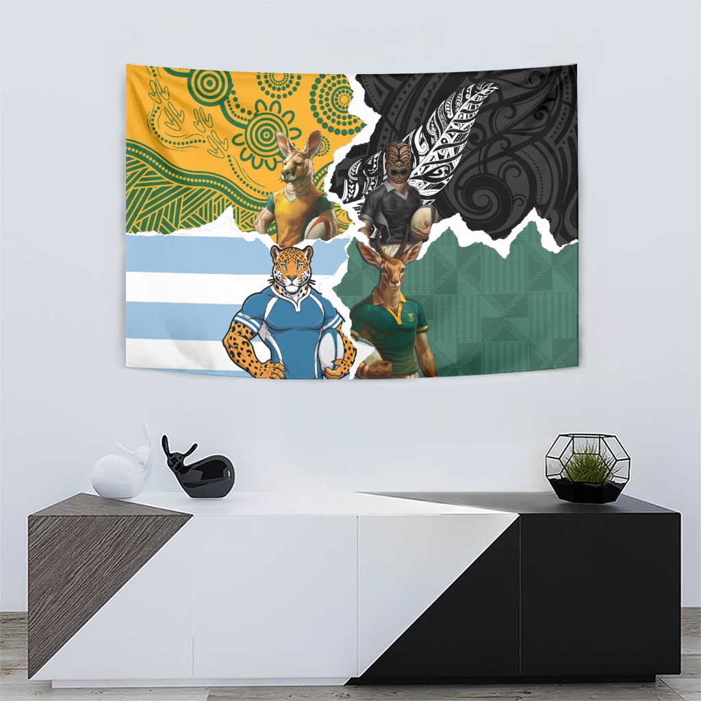 Rugby 2025 Championship Tapestry Southern Hemisphere Countries Mascots - Polynesian Pride
