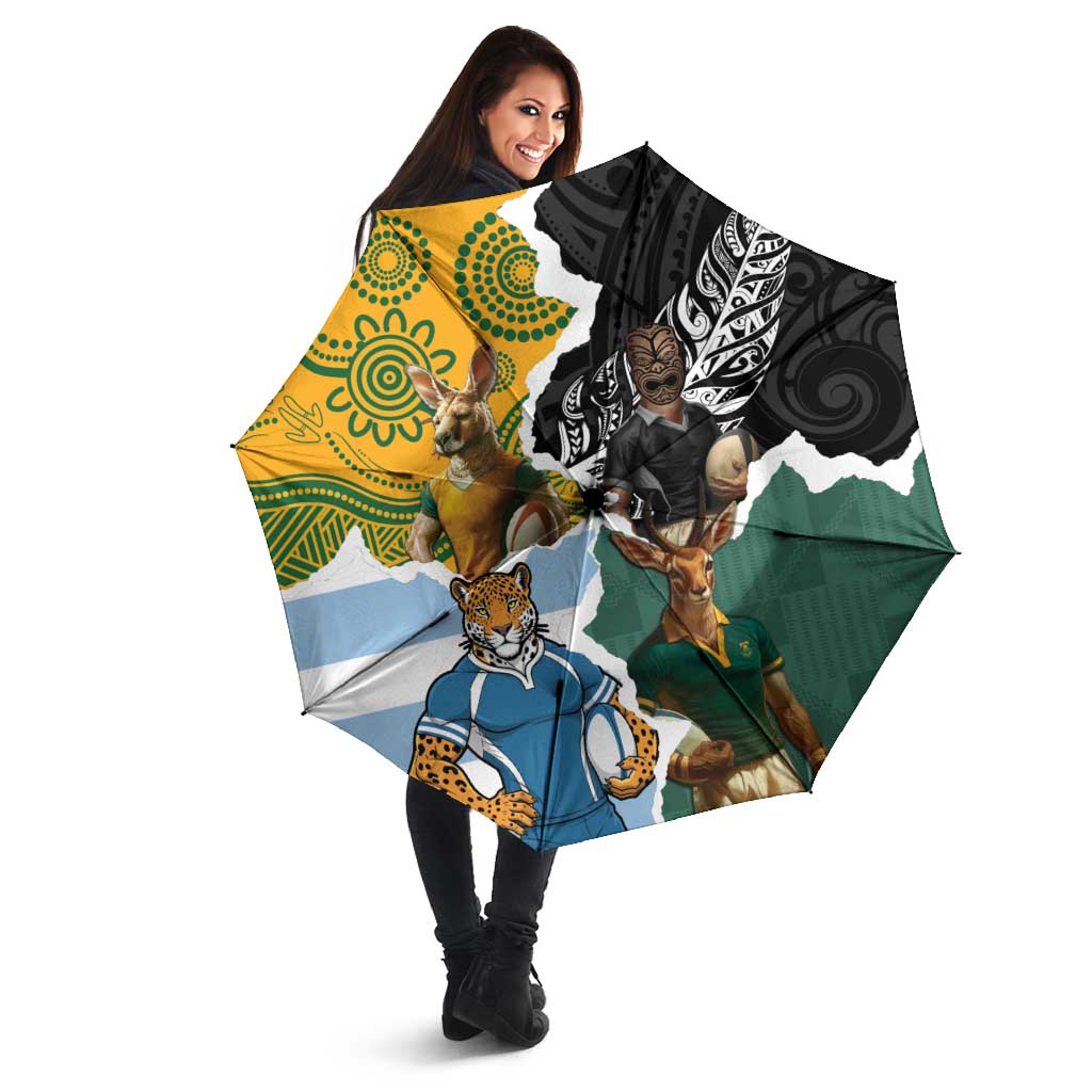 Rugby 2025 Championship Umbrella Southern Hemisphere Countries Mascots - Polynesian Pride