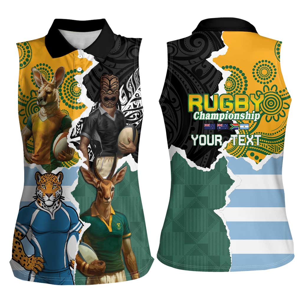 Personalised Rugby 2025 Championship Women Sleeveless Polo Shirt Southern Hemisphere Countries Mascots LT14 - Polynesian Pride