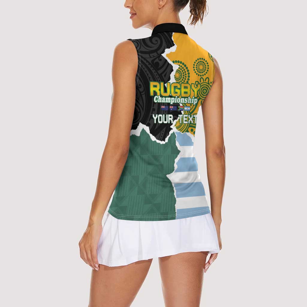 Personalised Rugby 2025 Championship Women Sleeveless Polo Shirt Southern Hemisphere Countries Mascots LT14 - Polynesian Pride