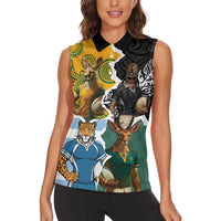 Personalised Rugby 2025 Championship Women Sleeveless Polo Shirt Southern Hemisphere Countries Mascots LT14 - Polynesian Pride