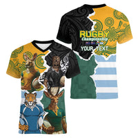 Personalised Rugby 2025 Championship Women V-Neck T-Shirt Southern Hemisphere Countries Mascots LT14 - Polynesian Pride
