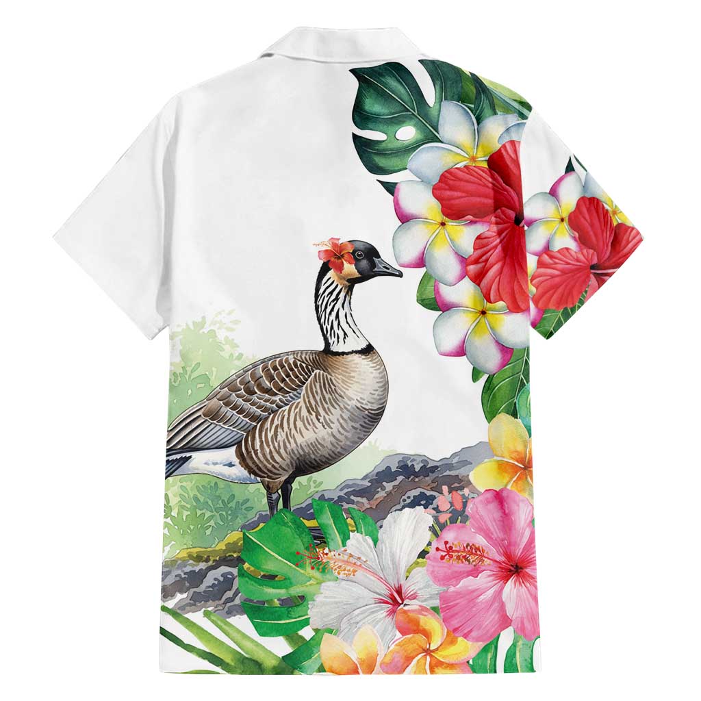 Aloha Hawaii Nene Goose Family Matching Off Shoulder Maxi Dress and Hawaiian Shirt Tropical Flowers Watercolor Stylized LT14 - Polynesian Pride