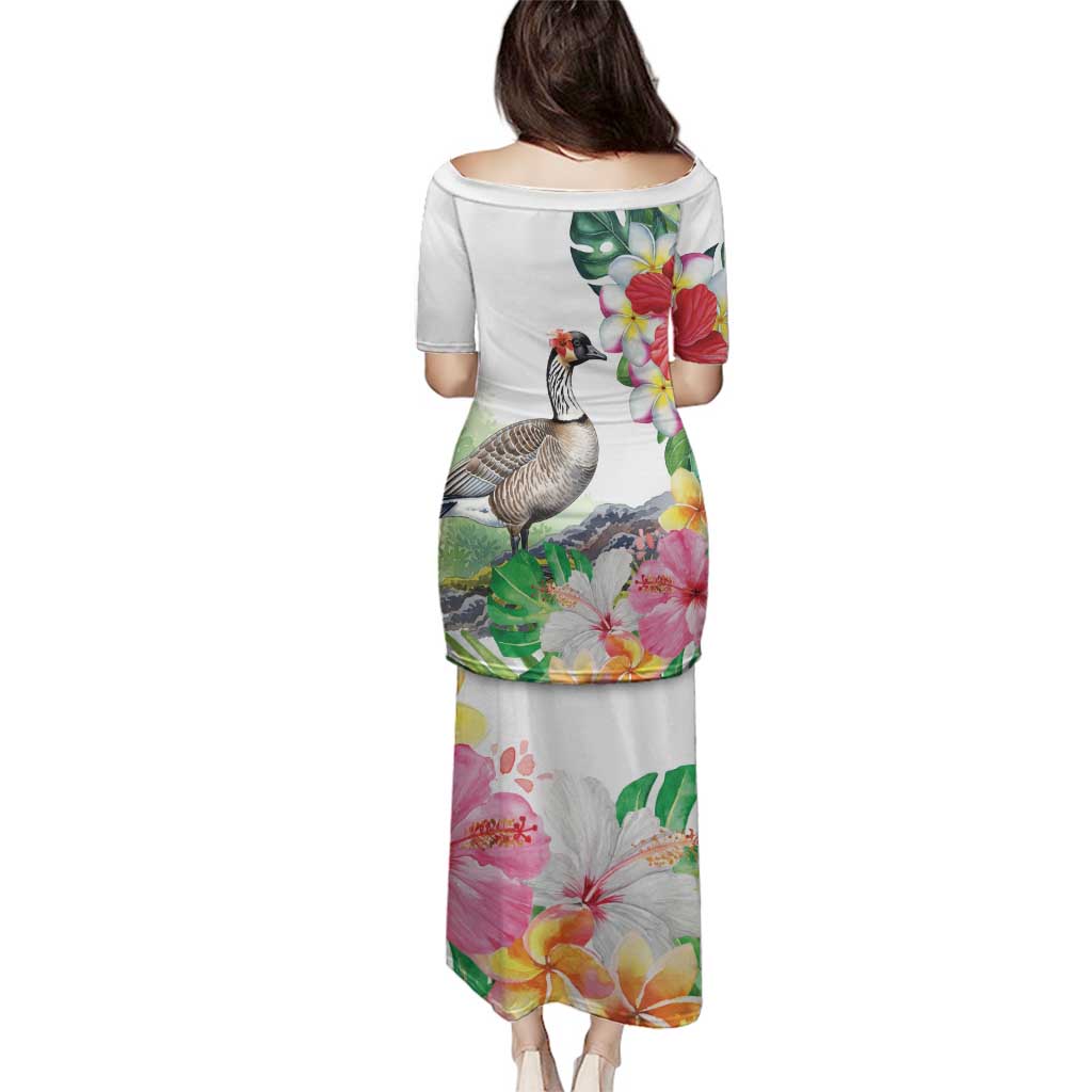 Aloha Hawaii Nene Goose Family Matching Puletasi and Hawaiian Shirt Tropical Flowers Watercolor Stylized LT14 - Polynesian Pride