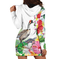 Aloha Hawaii Nene Goose Hoodie Dress Tropical Flowers Watercolor Stylized LT14 - Polynesian Pride