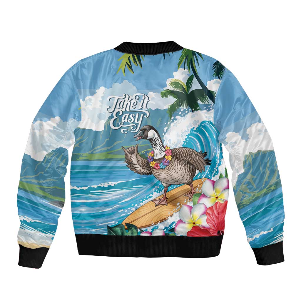 Aloha Hawaii Shaka Nene Goose Bomber Jacket Surfing Take It Easy - Polynesian Pride