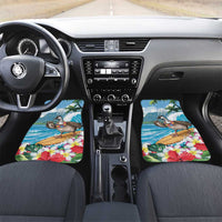 Aloha Hawaii Shaka Nene Goose Car Mats Surfing Take It Easy LT14 Set 2pcs - Front Blue - Polynesian Pride