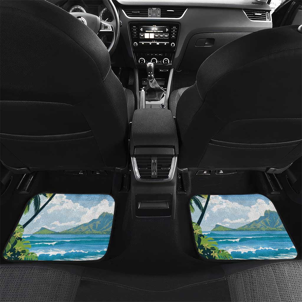 Aloha Hawaii Shaka Nene Goose Car Mats Surfing Take It Easy LT14 Set 2pcs - Back Blue - Polynesian Pride