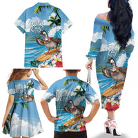 Aloha Hawaii Shaka Nene Goose Family Matching Off The Shoulder Long Sleeve Dress and Hawaiian Shirt Surfing Take It Easy LT14 - Polynesian Pride
