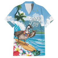 Aloha Hawaii Shaka Nene Goose Family Matching Off The Shoulder Long Sleeve Dress and Hawaiian Shirt Surfing Take It Easy LT14 Dad's Shirt - Short Sleeve Blue - Polynesian Pride