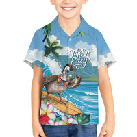 Aloha Hawaii Shaka Nene Goose Family Matching Summer Maxi Dress and Hawaiian Shirt Surfing Take It Easy LT14 Son's Shirt Blue - Polynesian Pride