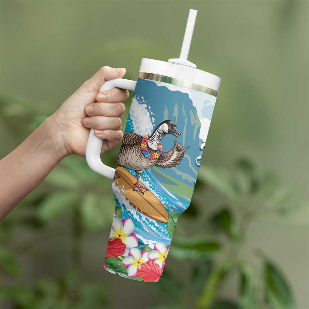 Aloha Hawaii Shaka Nene Goose Tumbler With Handle Surfing Take It Easy - Polynesian Pride