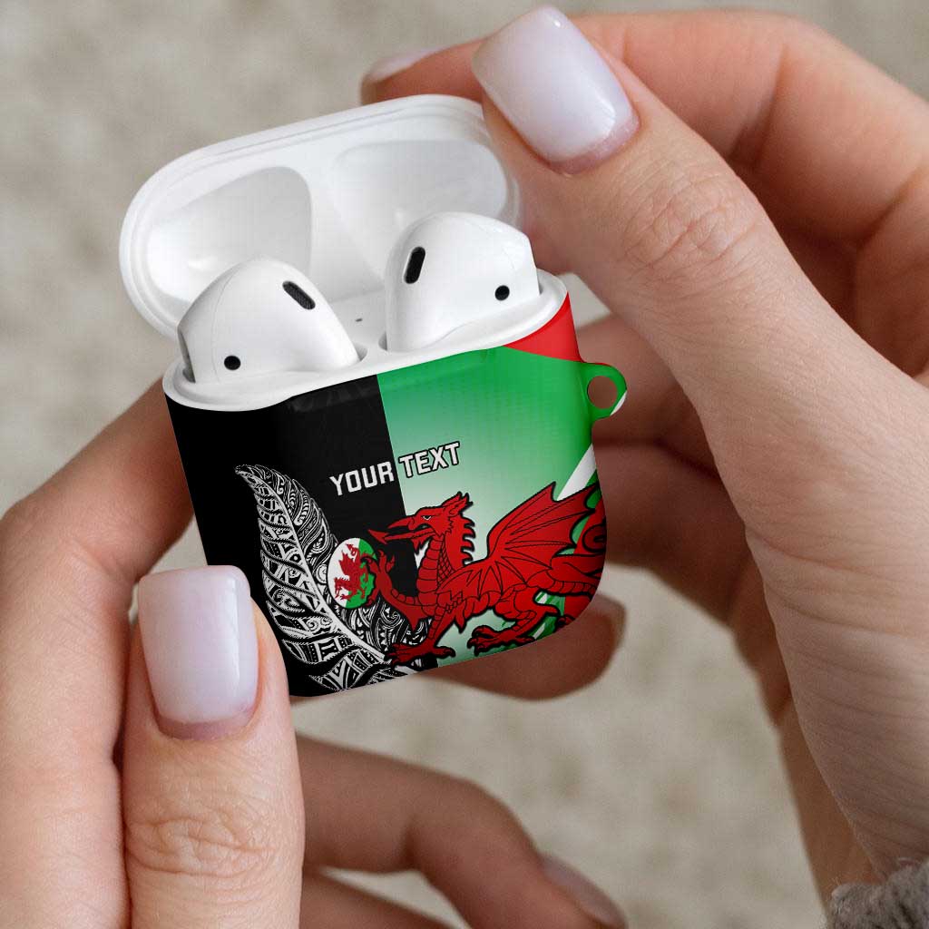 New Zealand and Wales Rugby Custom AirPods Case Aotearoa All Black Combine Welsh Dragon LT14 - Polynesian Pride