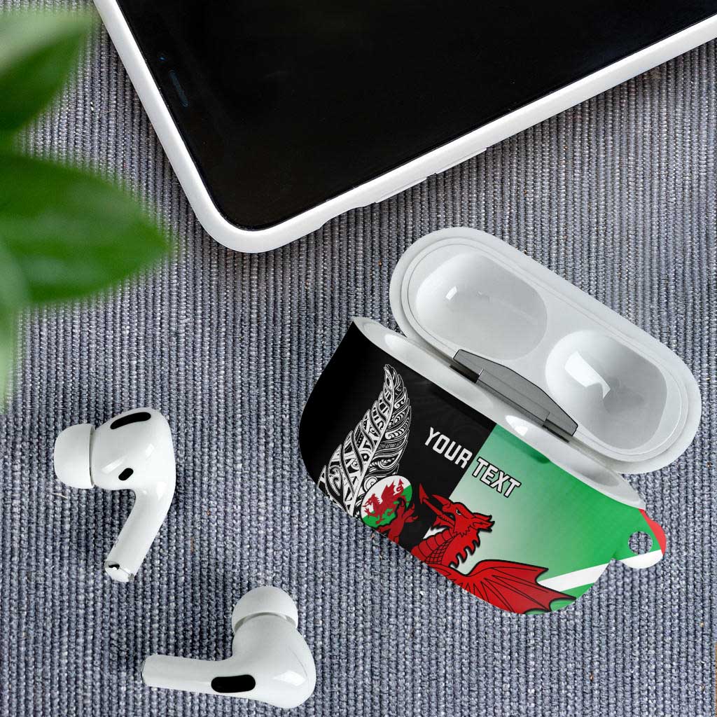 New Zealand and Wales Rugby Custom AirPods Case Aotearoa All Black Combine Welsh Dragon LT14 - Polynesian Pride