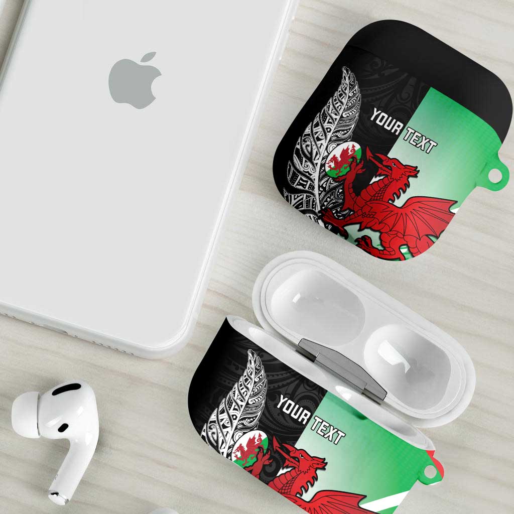 New Zealand and Wales Rugby Custom AirPods Case Aotearoa All Black Combine Welsh Dragon LT14 - Polynesian Pride