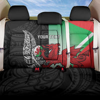 New Zealand and Wales Rugby Custom Back Car Seat Cover Aotearoa All Black Combine Welsh Dragon LT14 One Size Black - Polynesian Pride