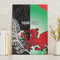 New Zealand and Wales Rugby Custom Canvas Wall Art Aotearoa All Black Combine Welsh Dragon LT14 Without Frame Black - Polynesian Pride