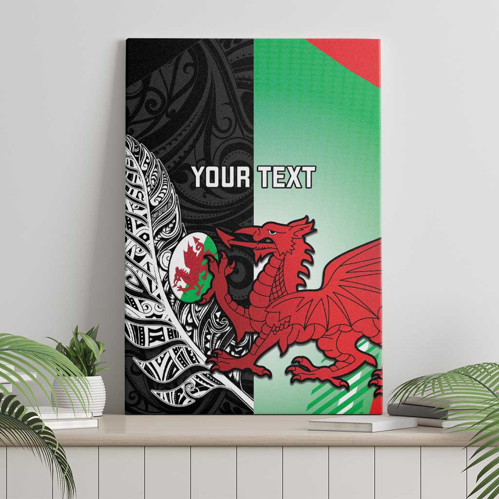 New Zealand and Wales Rugby Custom Canvas Wall Art Aotearoa All Black Combine Welsh Dragon LT14 - Polynesian Pride