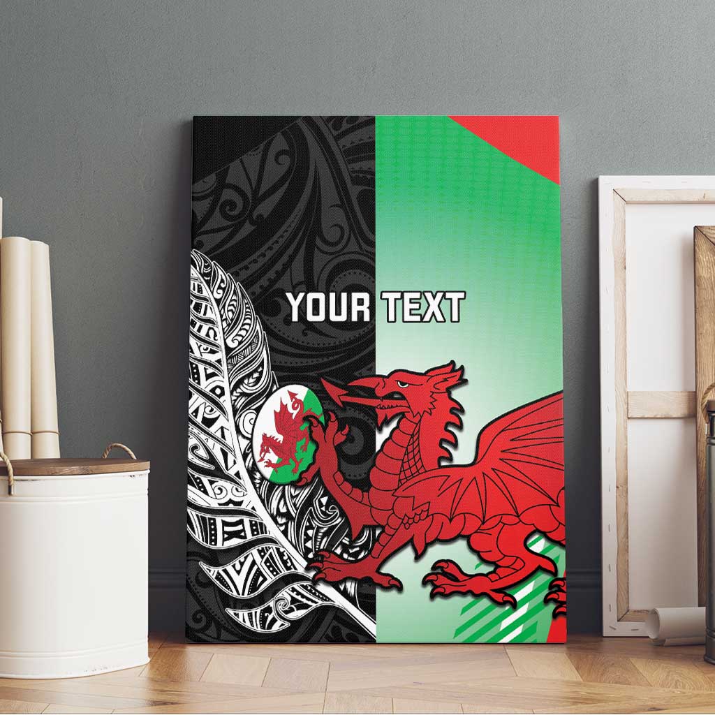 New Zealand and Wales Rugby Custom Canvas Wall Art Aotearoa All Black Combine Welsh Dragon LT14 - Polynesian Pride