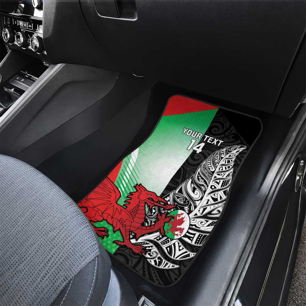 New Zealand and Wales Rugby Custom Car Mats Aotearoa All Black Combine Welsh Dragon LT14 - Polynesian Pride