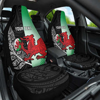 New Zealand and Wales Rugby Custom Car Seat Cover Aotearoa All Black Combine Welsh Dragon LT14 One Size Black - Polynesian Pride