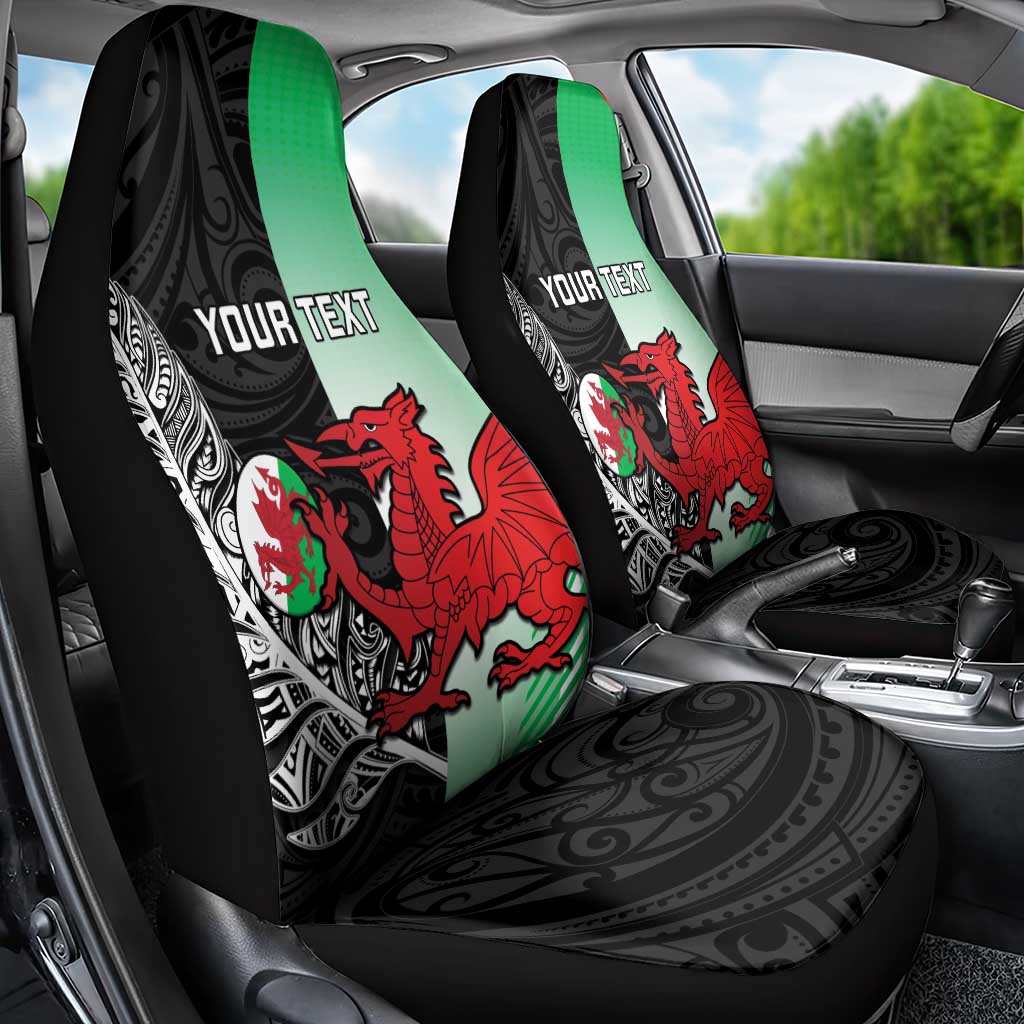New Zealand and Wales Rugby Custom Car Seat Cover Aotearoa All Black Combine Welsh Dragon LT14 - Polynesian Pride