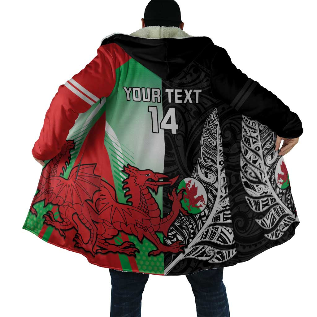 New Zealand and Wales Rugby Custom Cloak Aotearoa All Black Combine Welsh Dragon LT14 - Polynesian Pride