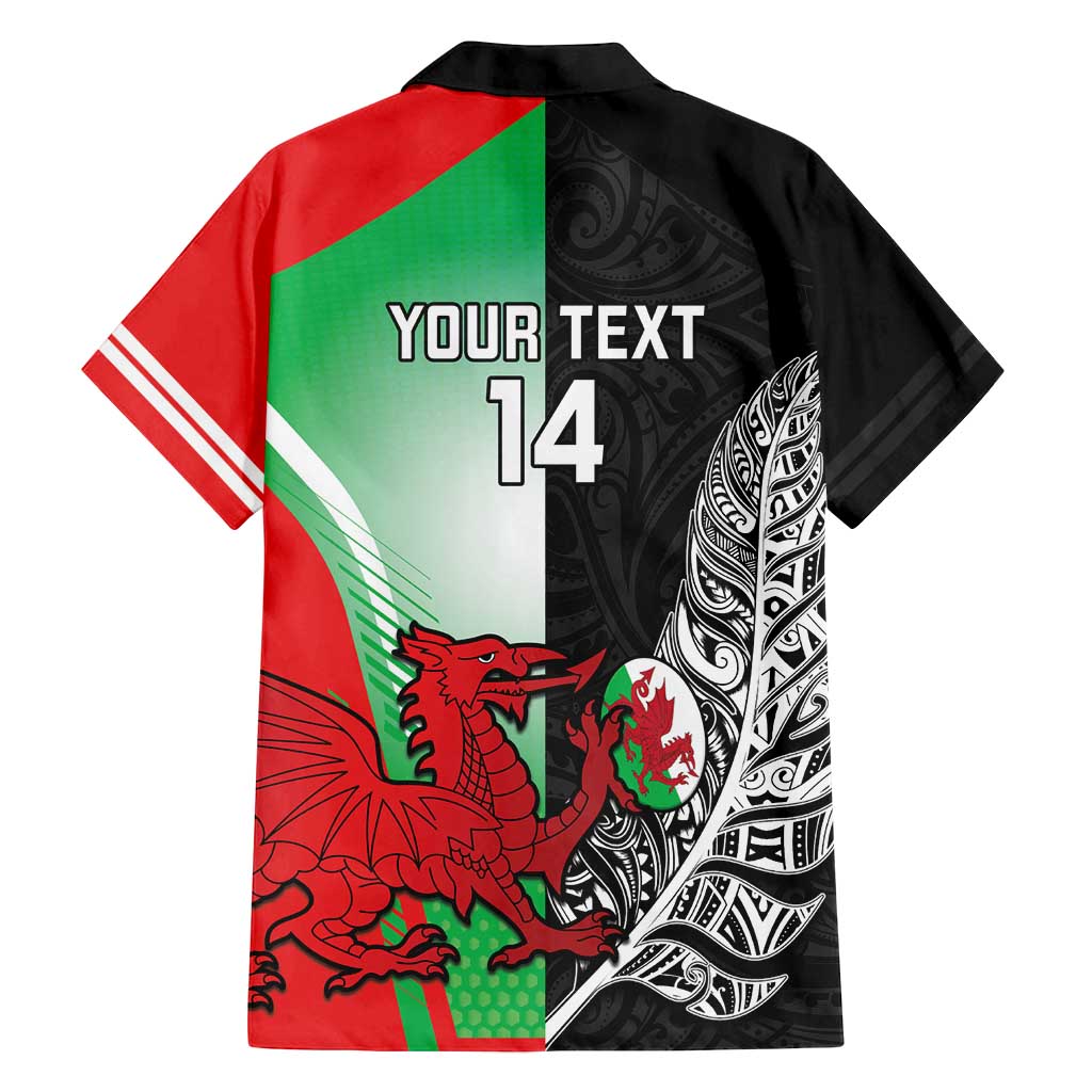 New Zealand and Wales Rugby Custom Family Matching Long Sleeve Bodycon Dress and Hawaiian Shirt Aotearoa All Black Combine Welsh Dragon LT14 - Polynesian Pride