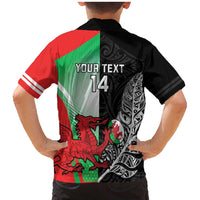 New Zealand and Wales Rugby Custom Family Matching Mermaid Dress and Hawaiian Shirt Aotearoa All Black Combine Welsh Dragon LT14 - Polynesian Pride