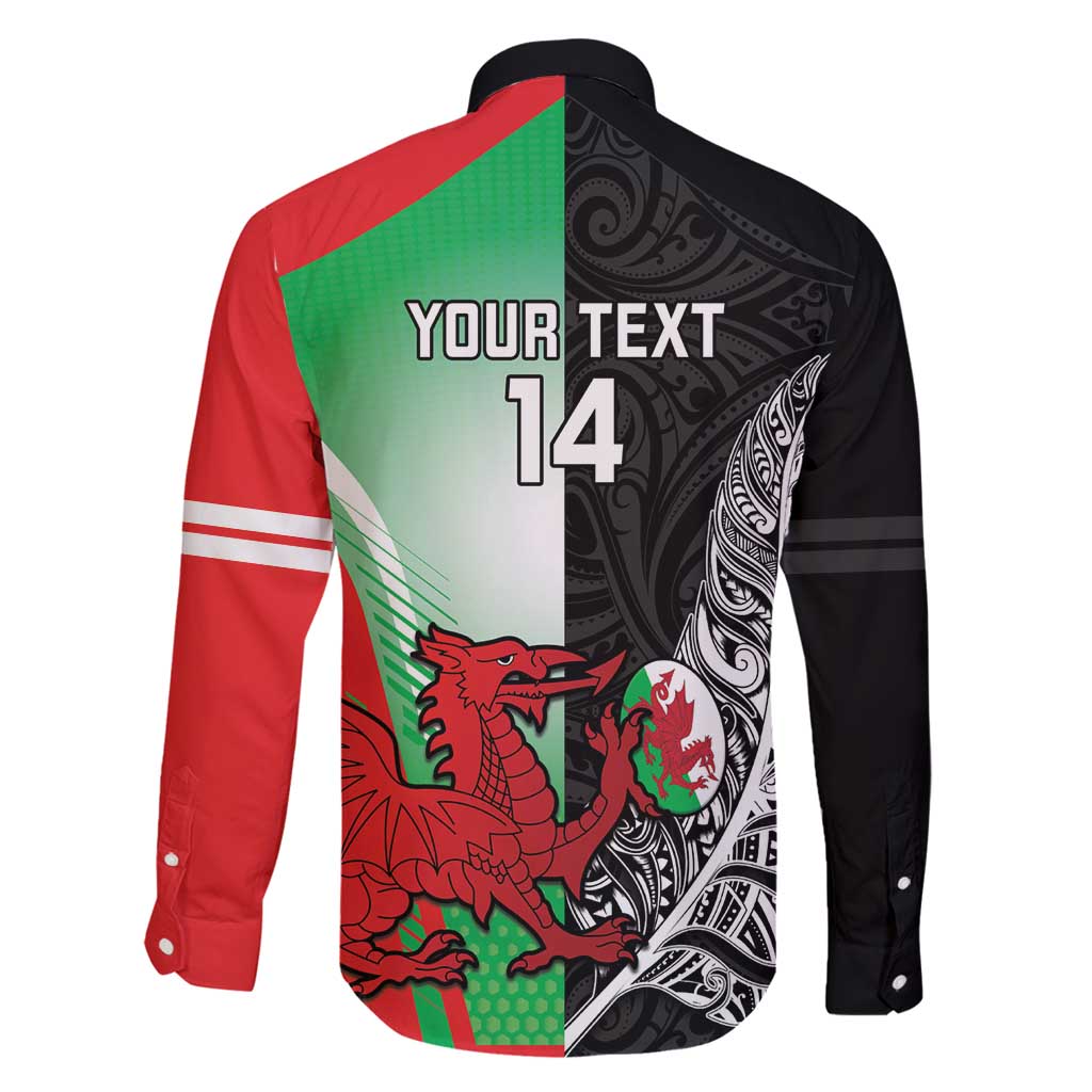 New Zealand and Wales Rugby Custom Family Matching Off Shoulder Short Dress and Hawaiian Shirt Aotearoa All Black Combine Welsh Dragon LT14 - Polynesian Pride