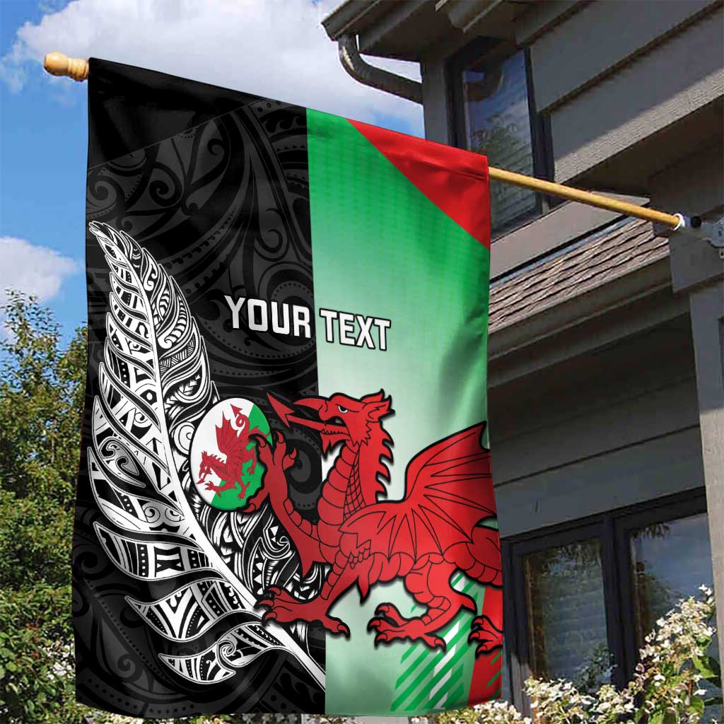 New Zealand and Wales Rugby Custom Garden Flag Aotearoa All Black Combine Welsh Dragon LT14 - Polynesian Pride