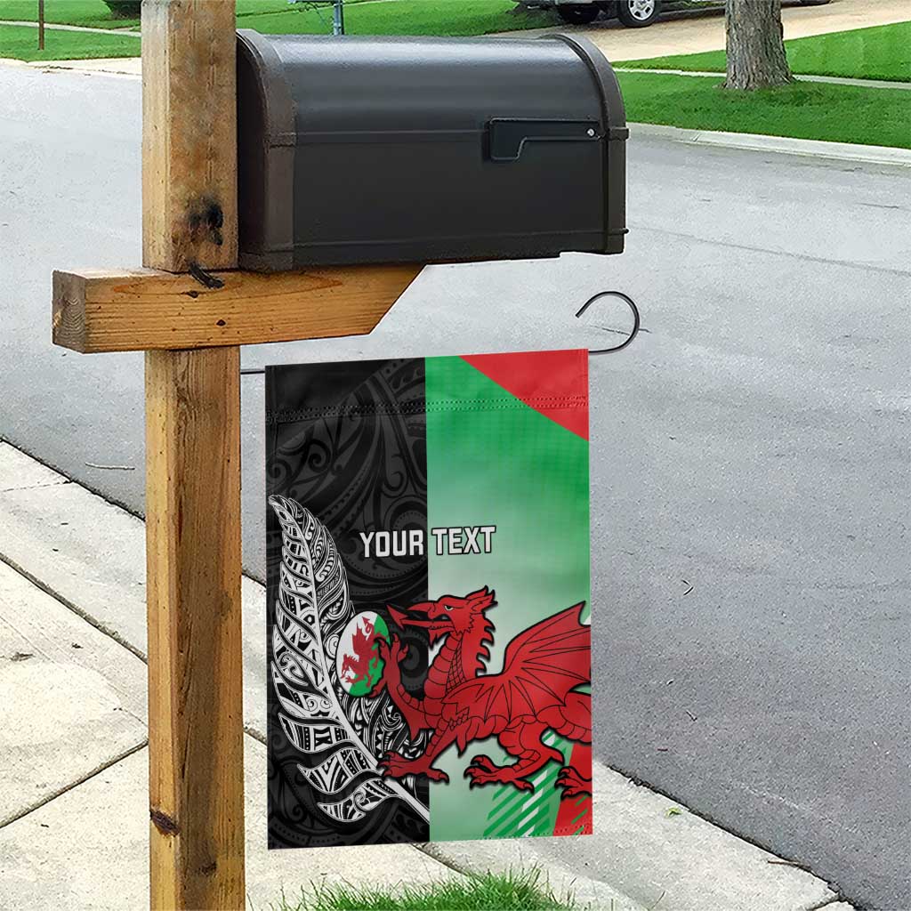 New Zealand and Wales Rugby Custom Garden Flag Aotearoa All Black Combine Welsh Dragon LT14 - Polynesian Pride