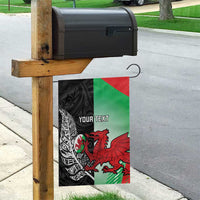 New Zealand and Wales Rugby Custom Garden Flag Aotearoa All Black Combine Welsh Dragon LT14 - Polynesian Pride