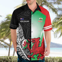 New Zealand and Wales Rugby Custom Hawaiian Shirt Aotearoa All Black Combine Welsh Dragon LT14 - Polynesian Pride
