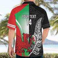 New Zealand and Wales Rugby Custom Hawaiian Shirt Aotearoa All Black Combine Welsh Dragon LT14 - Polynesian Pride