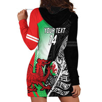 New Zealand and Wales Rugby Custom Hoodie Dress Aotearoa All Black Combine Welsh Dragon LT14 - Polynesian Pride