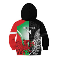 New Zealand and Wales Rugby Custom Kid Hoodie Aotearoa All Black Combine Welsh Dragon LT14 - Polynesian Pride