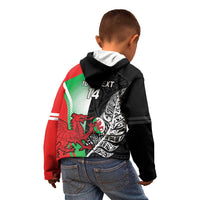 New Zealand and Wales Rugby Custom Kid Hoodie Aotearoa All Black Combine Welsh Dragon LT14 - Polynesian Pride