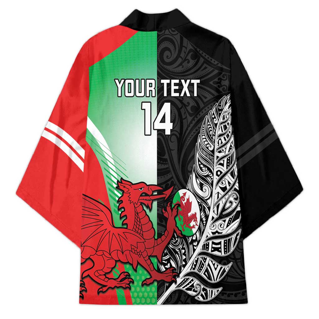New Zealand and Wales Rugby Custom Kimono Aotearoa All Black Combine Welsh Dragon LT14 - Polynesian Pride