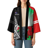 New Zealand and Wales Rugby Custom Kimono Aotearoa All Black Combine Welsh Dragon LT14 - Polynesian Pride