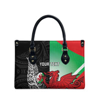 New Zealand and Wales Rugby Custom Leather Bag Aotearoa All Black Combine Welsh Dragon LT14 - Polynesian Pride